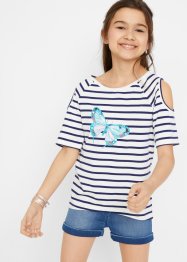 Mädchen T-Shirt mit Cut-Out-Schultern (2er Pack) mit Bio-Baumwolle, bpc bonprix collection