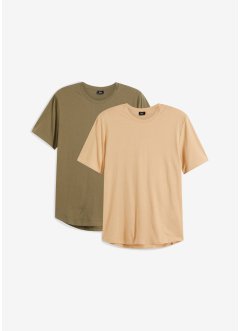 Längeres T-Shirt mit rundem Saum (2er Pack) aus Bio Baumwolle, bpc bonprix collection