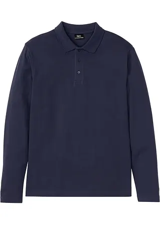 Piqué-Poloshirt, Langarm in blau von vorne - bonprix Piqué-Poloshirt, Langarm in blau von vorne - bonprix