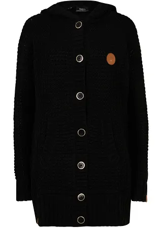 Longstrickjacke mit Kapuze in schwarz von vorne - bonprix Longstrickjacke mit Kapuze in schwarz von vorne - bonprix