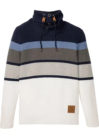 Pullover mit Schlauchkragen aus reiner Baumwolle in blau von vorne - bonprix Pullover mit Schlauchkragen aus reiner Baumwolle in blau von vorne - bonprix