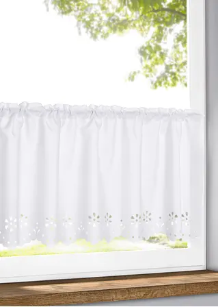 Halbtransparente Scheibengardine mit gemusterter Kante in weiß - bonprix Halbtransparente Scheibengardine mit gemusterter Kante in weiß - bonprix