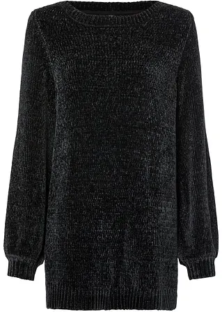 Chenille-Longpullover in schwarz von vorne - bonprix Chenille-Longpullover in schwarz von vorne - bonprix