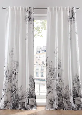 Microfaser Vorhang mit Blumen Druck in grau - bonprix Microfaser Vorhang mit Blumen Druck in grau - bonprix