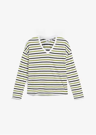 Gestreiftes Langarmshirt aus Bio-Baumwolle in weiß von vorne - bonprix Gestreiftes Langarmshirt aus Bio-Baumwolle in weiß von vorne - bonprix