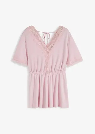 Shirt mit Spitze in rosa von vorne - BODYFLIRT boutique Shirt mit Spitze in rosa von vorne - BODYFLIRT boutique