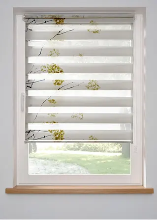 Doppelrollo mit Blumenmuster in weiß - bonprix Doppelrollo mit Blumenmuster in weiß - bonprix
