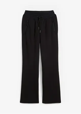 Jogginghose mit Teddyfleece-Futter, weit geschnitten in schwarz von vorne - bonprix Jogginghose mit Teddyfleece-Futter, weit geschnitten in schwarz von vorne - bonprix