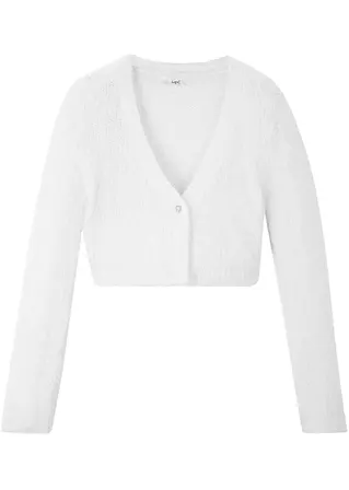 Mädchen Flausch-Strickbolero in weiß von vorne - bonprix Mädchen Flausch-Strickbolero in weiß von vorne - bonprix