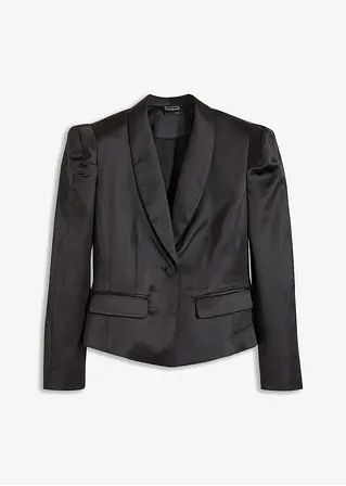 Kurzblazer mit Schulterpolstern in schwarz von vorne - bonprix Kurzblazer mit Schulterpolstern in schwarz von vorne - bonprix