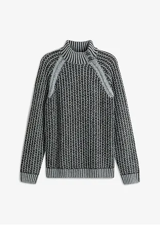 Pullover mit Stehkragen und grober Struktur in schwarz von vorne - bonprix Pullover mit Stehkragen und grober Struktur in schwarz von vorne - bonprix