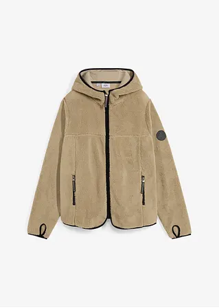 Teddy-Fleece Jacke mit Kapuze in grün von vorne - bonprix Teddy-Fleece Jacke mit Kapuze in grün von vorne - bonprix