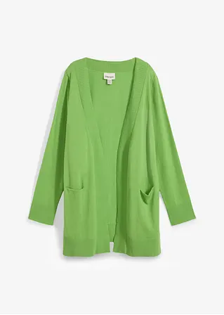Strickjacke mit Taschen, Langarm in grün von vorne - bonprix Strickjacke mit Taschen, Langarm in grün von vorne - bonprix