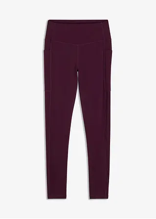 Komfort-Sport-Leggings mit Handytasche, schnelltrocknend in lila von vorne - bonprix Komfort-Sport-Leggings mit Handytasche, schnelltrocknend in lila von vorne - bonprix