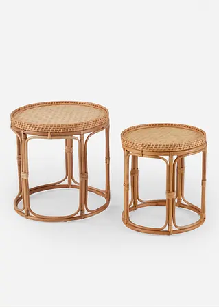 Rattan Beistelltisch (2-tlg. Set) in beige von vorne - bonprix Rattan Beistelltisch (2-tlg. Set) in beige von vorne - bonprix