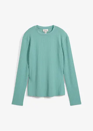 Geripptes Langarmshirt aus Viskose-Mix in grün von vorne - bonprix Geripptes Langarmshirt aus Viskose-Mix in grün von vorne - bonprix