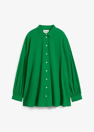 Weite Longbluse aus reiner Baumwolle in grün von vorne - bonprix Weite Longbluse aus reiner Baumwolle in grün von vorne - bonprix