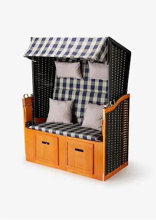 Strandkorb mit kariertem Stoff in beige von vorne - bonprix Strandkorb mit kariertem Stoff in beige von vorne - bonprix