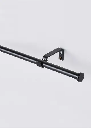 Gardinenstange mit Endstück Scheibe in schwarz von vorne - bonprix Gardinenstange mit Endstück Scheibe in schwarz von vorne - bonprix
