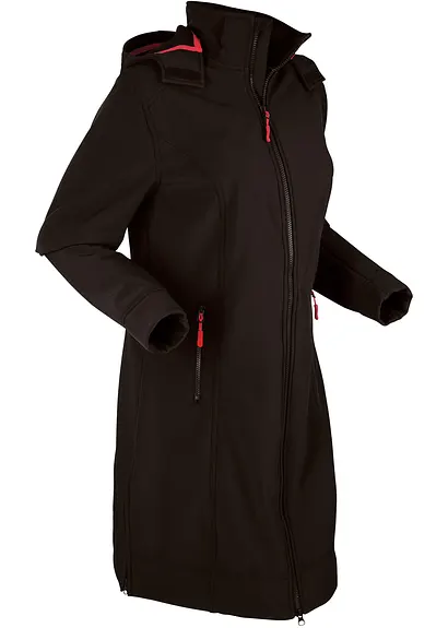 wasserabweisender Softshellmantel in schwarz von der Seite - bonprix wasserabweisender Softshellmantel in schwarz von der Seite - bonprix