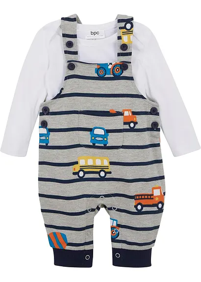Baby Langarmbody + Sweatlatzhose (2-tlg. Set) in grau von vorne - bonprix Baby Langarmbody + Sweatlatzhose (2-tlg. Set) in grau von vorne - bonprix