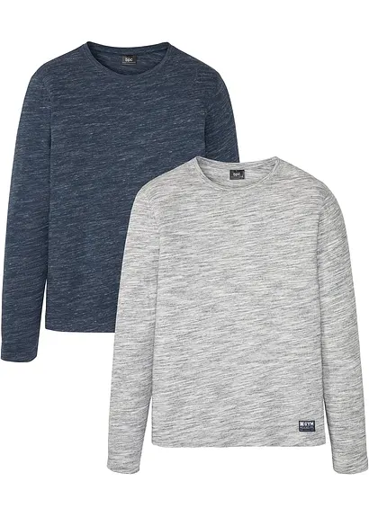 Langarmshirt (2er Pack) in blau von vorne - bonprix Langarmshirt (2er Pack) in blau von vorne - bonprix