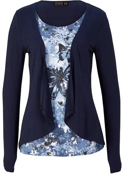 2 in 1 Shirt bedruckt in blau von vorne - bonprix 2 in 1 Shirt bedruckt in blau von vorne - bonprix