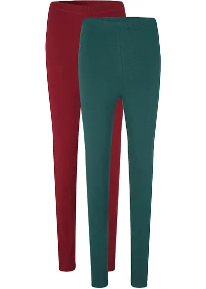Lange Leggings (2er Pack) in rot von vorne - bonprix Lange Leggings (2er Pack) in rot von vorne - bonprix