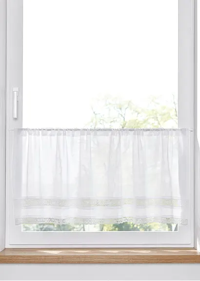 Scheibengardine mit Spitzenkante in beige - bonprix Scheibengardine mit Spitzenkante in beige - bonprix