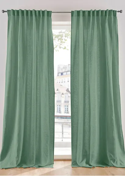 Leinen Baumwoll Vorhang (1er Pack) in grün - bonprix Leinen Baumwoll Vorhang (1er Pack) in grün - bonprix