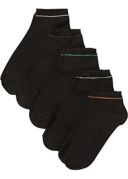 Sneakersocken mit Bio Baumwolle (5er Pack) in schwarz von vorne - bonprix Sneakersocken mit Bio Baumwolle (5er Pack) in schwarz von vorne - bonprix