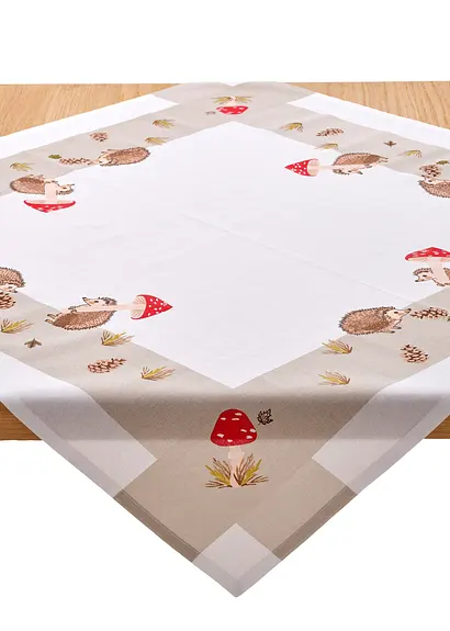 Bio Baumwoll Tischdecke mit Igeldruck in weiß - bonprix Bio Baumwoll Tischdecke mit Igeldruck in weiß - bonprix