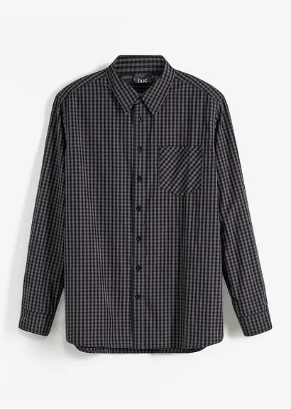 Langarmhemd aus reiner Baumwolle in schwarz von vorne - bonprix Langarmhemd aus reiner Baumwolle in schwarz von vorne - bonprix