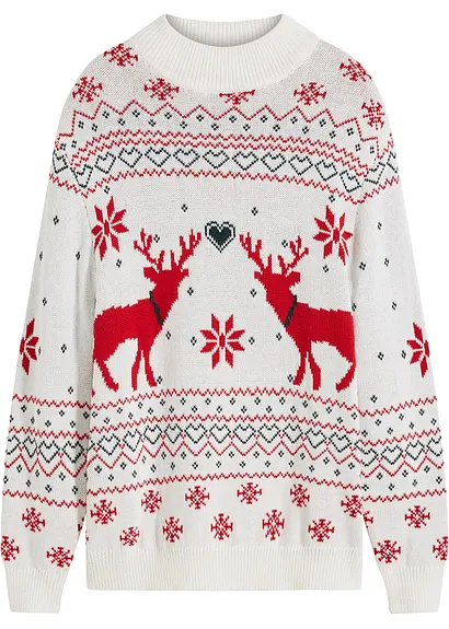 Norweger-Pullover mit Turtleneck in weiß von vorne - bonprix Norweger-Pullover mit Turtleneck in weiß von vorne - bonprix