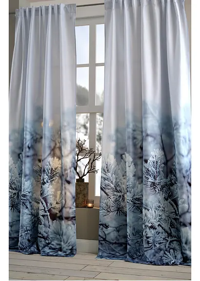 Vorhang mit recyceltem Polyester mit Wintermotiv (1er Pack) in weiß - bonprix Vorhang mit recyceltem Polyester mit Wintermotiv (1er Pack) in weiß - bonprix