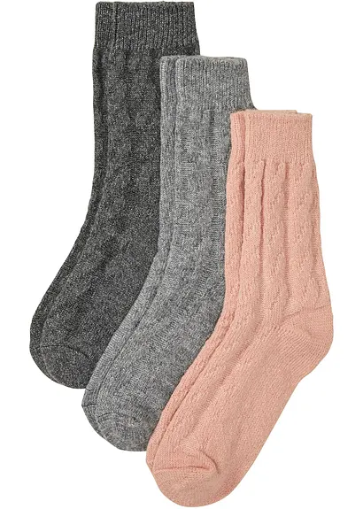 Stricksocken mit Zopfmuster (3er Pack) in beige von vorne - bpc bonprix collection Stricksocken mit Zopfmuster (3er Pack) in beige von vorne - bpc bonprix collection