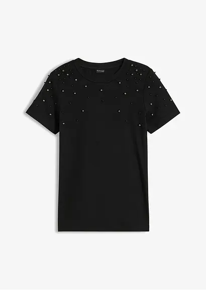 Shirt mit Perlen-Applikation in schwarz von vorne - bonprix Shirt mit Perlen-Applikation in schwarz von vorne - bonprix