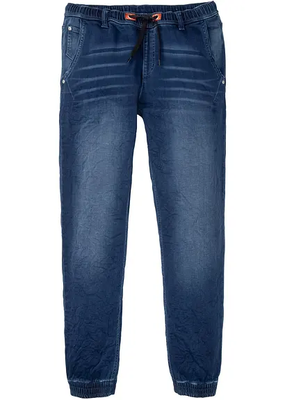 Regular Fit Sweat-Schlupfjeans, Straight in blau von vorne - bonprix Regular Fit Sweat-Schlupfjeans, Straight in blau von vorne - bonprix
