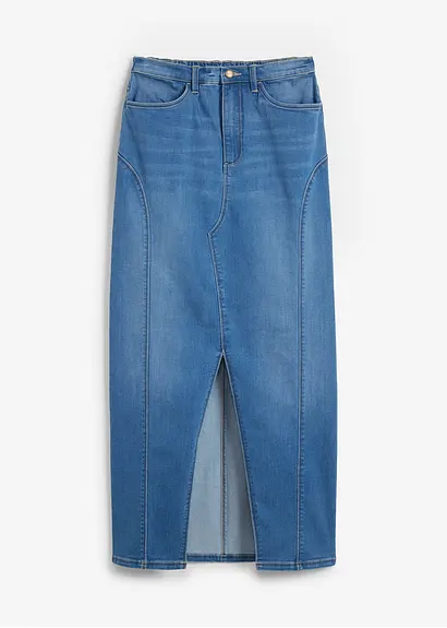Jeans Rock, Low Waist, Bequembund in blau von vorne - bonprix Jeans Rock, Low Waist, Bequembund in blau von vorne - bonprix