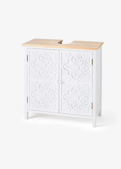 Waschbeckenunterschrank mit Ornament in weiß von vorne - bonprix Waschbeckenunterschrank mit Ornament in weiß von vorne - bonprix