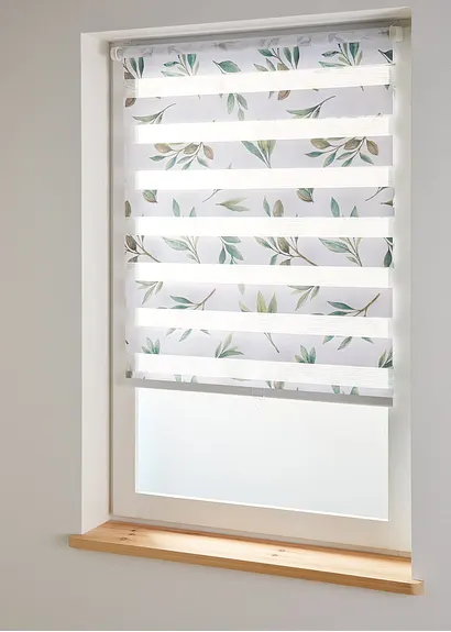 Doppelrollo mit Blätter Druck in weiß - bpc living bonprix collection Doppelrollo mit Blätter Druck in weiß - bpc living bonprix collection