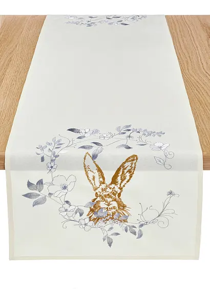 Tischläufer mit glänzendem Hasen Motiv in grau - bpc living bonprix collection Tischläufer mit glänzendem Hasen Motiv in grau - bpc living bonprix collection