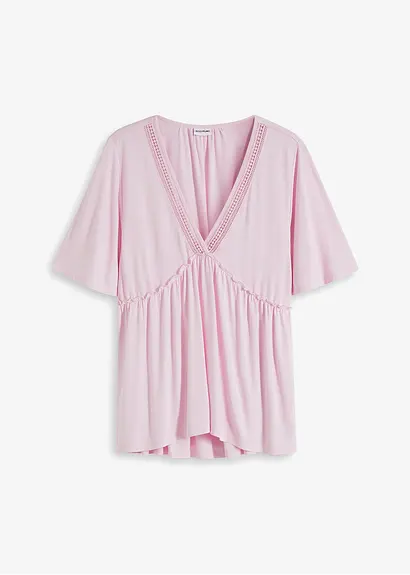 Boho-Shirt mit Spitze in rosa von vorne - BODYFLIRT Boho-Shirt mit Spitze in rosa von vorne - BODYFLIRT
