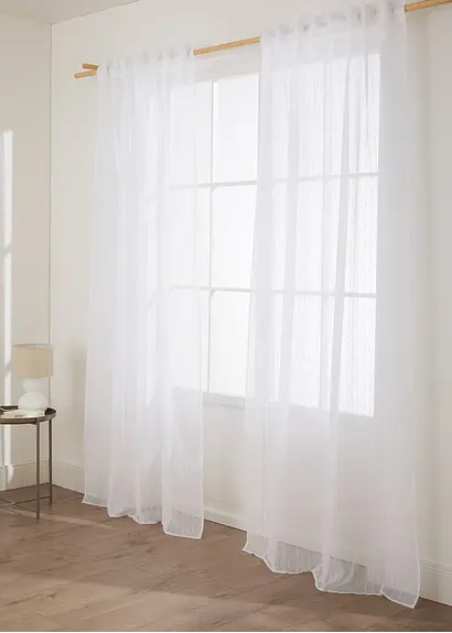 Jacquard Gardine mit Längsstreifen (1er Pack) in weiß - bonprix Jacquard Gardine mit Längsstreifen (1er Pack) in weiß - bonprix