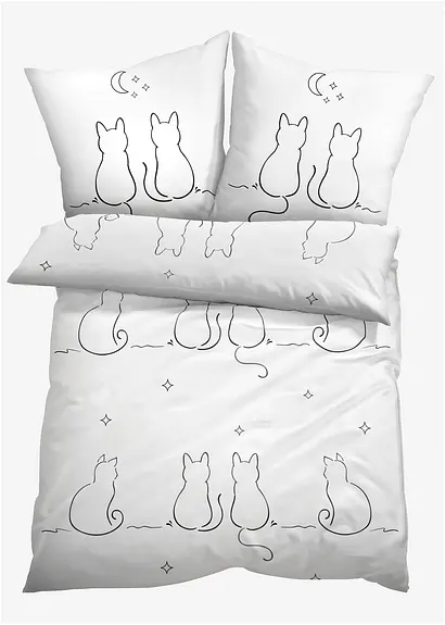 Bettwäsche mit Katze in schwarz - bonprix Bettwäsche mit Katze in schwarz - bonprix