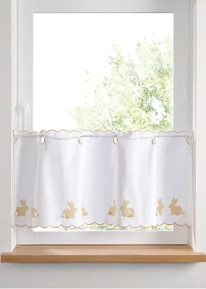 Bio Baumwoll Scheibengardine mit Hasen Motiv in weiß - bonprix Bio Baumwoll Scheibengardine mit Hasen Motiv in weiß - bonprix