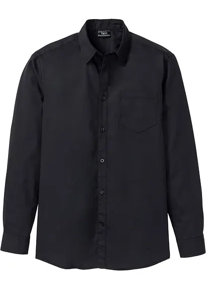 Langarmhemd aus reiner Baumwolle in schwarz von vorne - bonprix Langarmhemd aus reiner Baumwolle in schwarz von vorne - bonprix