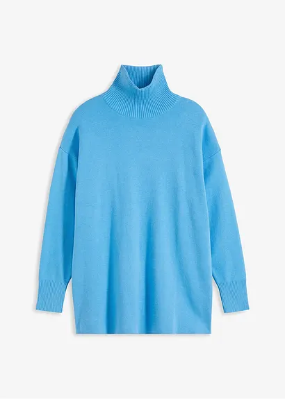 Gerippter Pullover aus reiner Baumwolle in blau von vorne - bonprix Gerippter Pullover aus reiner Baumwolle in blau von vorne - bonprix