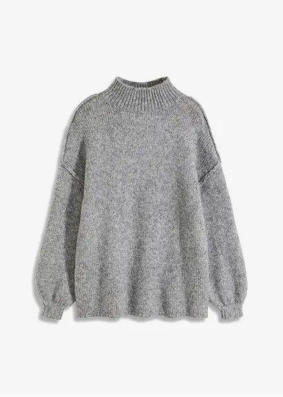 Grobstrick-Pullover in grau von vorne - bonprix Grobstrick-Pullover in grau von vorne - bonprix