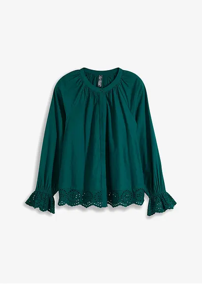 Bluse mit Spitze am Saum in grün von vorne - bonprix Bluse mit Spitze am Saum in grün von vorne - bonprix